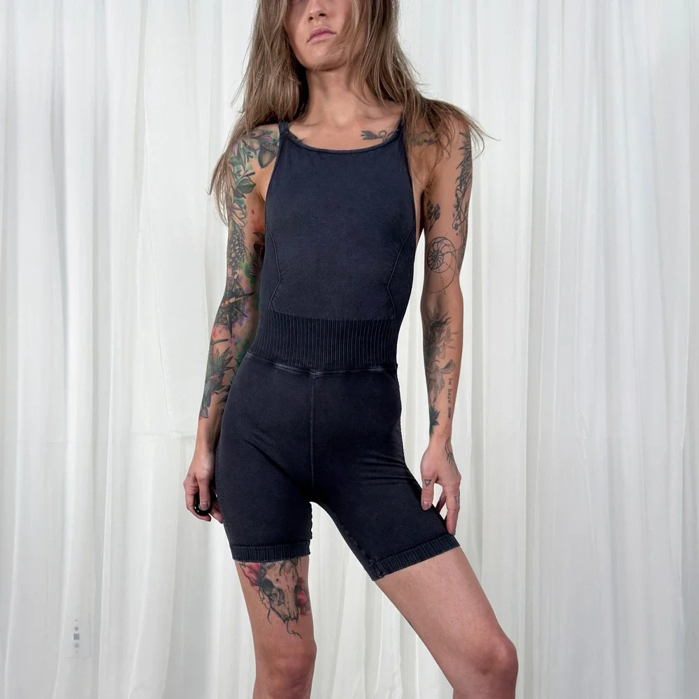 Free People Movement Activewear Romper Bodysuit Small Grey‎